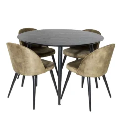 Matgrupp Venture Home Dipp Ø115 cm med 4 Velvet Stolar