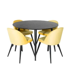 Matgrupp Venture Home Dipp Ø115 cm med 4 Velvet Stolar