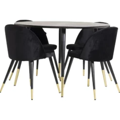 Matgrupp Venture Home Dipp Ø115 cm med 4 Velvet Stolar