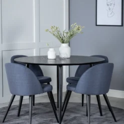 Matgrupp Venture Home Dipp Ø115 cm med 4 Velvet Stolar