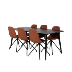 Matgrupp Venture Home Dipp Fyrkantigt Matbord 180 cm & 6 Polar Spin Stolar