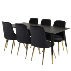 Matgrupp Venture Home Dipp med 6 Velvet Deluxe Sammet Stolar