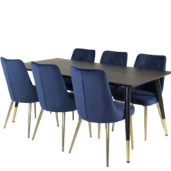 Matgrupp Venture Home Dipp med 6 Velvet Deluxe Sammet Stolar