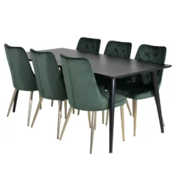 Matgrupp Venture Home Dipp med 6 Velvet Deluxe Sammet Stolar