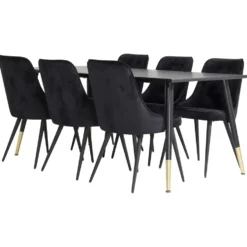 Matgrupp Venture Home Dipp med 6 Velvet Deluxe Sammet Stolar