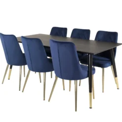 Matgrupp Venture Home Dipp med 6 Velvet Deluxe Sammet Stolar