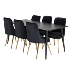 Matgrupp Venture Home Dipp med 6 Velvet Deluxe Sammet Stolar