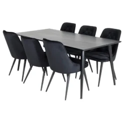 Matgrupp Venture Home Dipp med 6 Velvet Deluxe Sammet Stolar