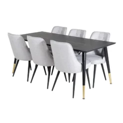 Matgrupp Venture Home Dipp med 6 Velvet Deluxe Stolar