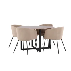 Matgrupp Venture Home Durango Ø 120 cm med 4 Berit Stolar