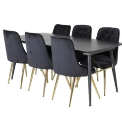 Matgrupp Venture Home Gold med 6 Velvet Deluxe Stolar