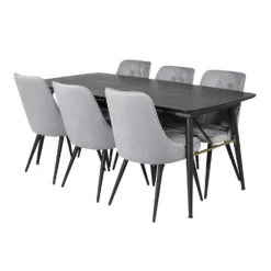 Matgrupp Venture Home Gold med 6 Velvet Deluxe Stolar