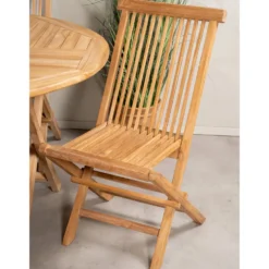 Matgrupp Venture Home Kenya Ø120 cm Teak med 4 Kenya Fällbara Stolar