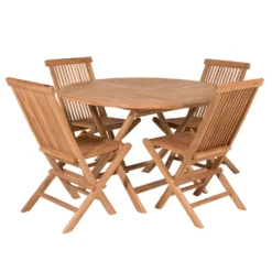 Matgrupp Venture Home Kenya Ø120 cm Teak med 4 Kenya Fällbara Stolar