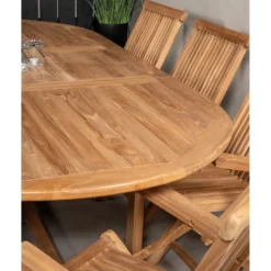 Matgrupp Venture Home Kenya 180-240x120 Teak med 8 Fällbara Stolar med Armstöd