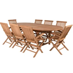 Matgrupp Venture Home Kenya 180-240x120 Teak med 8 Fällbara Stolar med Armstöd