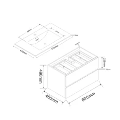 Möbelpaket Bathlife Eufori med SpegelBredd: 800 mm