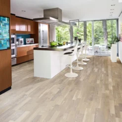 Parkettgolv Kährs Limestone Vit Mattlackad Borstad Ek 3-stav