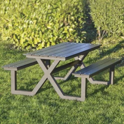 Picknickbord Barn Hortus X-Modell Svart Antracit Plywood Barnbord Ute