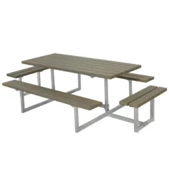 Picknickbord PLUS Basic med Extra Sittplatser Gråbrun Utomhus