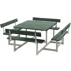 Picknickbord PLUS Picnic med 4 Ryggstöd ReTex 224 cm UtomhusGrön