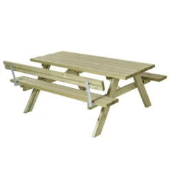 Picknickbord PLUS Tryckimpregnerat Trä UtomhusBxLxH: 1670x1770x710 mm, Ryggstöd på en bänk