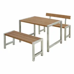 Plankset med Ryggstöd PLUS Café 127 cm ThermoWood Med 1 Ryggstöd