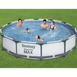 Poolpaket Bestway Steel Pro Max Ø3,66m 76cm Stålramspool Ovanmark med Filterpump