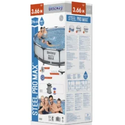 Poolpaket Bestway Steel Pro Max Ø3,66m 76cm Stålramspool Ovanmark med Filterpump