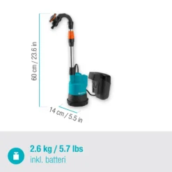 Pump Gardena för Regnvattentunna 2000/2 18V P4A Set (2,5Ah batteri + standardladdare)