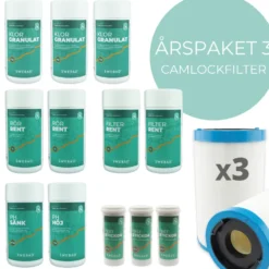 Årspaket 3 Swebad för Swimspa Hydro Zone med 6 Camlockfilter och Bajonettfattning