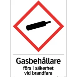 Skylt Systemtext Gas Brandfarlig Dekal
