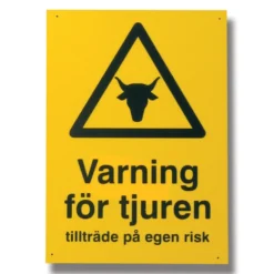Skylt Willab Varning för Tjur