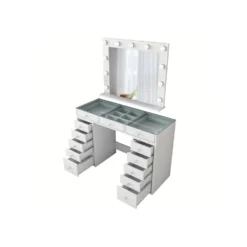 Sminkbord Scandinavian Choice Ramender Komplett med Sminkspegel, förvaring & Bordsskiva i Glas 120cm