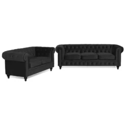 Soffgrupp Manor House Chesterfield Lyx 3-sits+2-sitssoffa Sammet