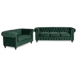 Soffgrupp Manor House Chesterfield Lyx 3-sits+2-sitssoffa Sammet
