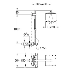 Takduschset Grohe Euphoria Cube XXL System 230 150 cc