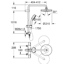 Takduschset Grohe Tempesta Cosmopolitan 210150 cc