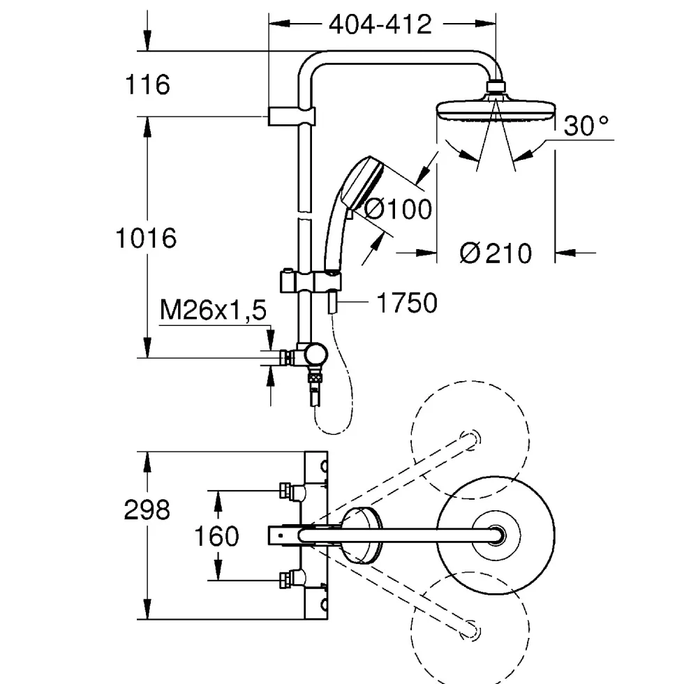 Takduschset Grohe Tempesta Cosmopolitan 210150 cc