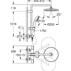 Takduschset Grohe Vitalio Start 250Krom