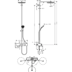 Takduschset Hansgrohe Pulsify S 260 1jet med Badkarsblandare