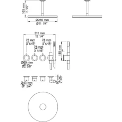 Takduschset Vola 5471R-061A för Inbyggnad
