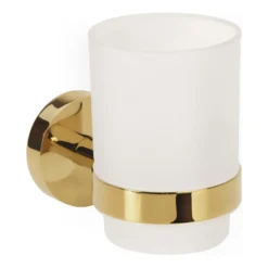 Tandborstglas Duschbyggarna Gold med Hållare