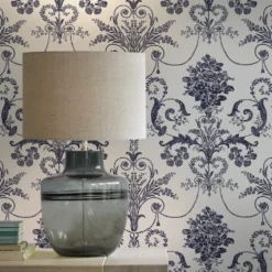 Tapet Laura Ashley Josette Off Vit& MidNacht 113387 EasyUp, Mönstrad Vit