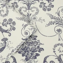 Tapet Laura Ashley Josette Off Vit& MidNacht 113387 EasyUp, Mönstrad Vit