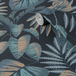 Tapet NEXT Jungle Leaves Navy