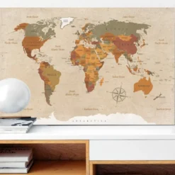 Tavla Arkiio World Map Beige Chic