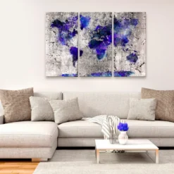 Tavla Arkiio World Map Ink Blots 3 delar
