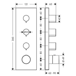 Termostatmodul Axor ShowerCollection Square för Inbyggnad