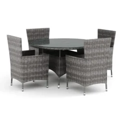 Trädgårdsgrupp Comfort Garden Thor utomhus rund matgrupp 140 cm med 4 Thor Trädgårdsfåtölj